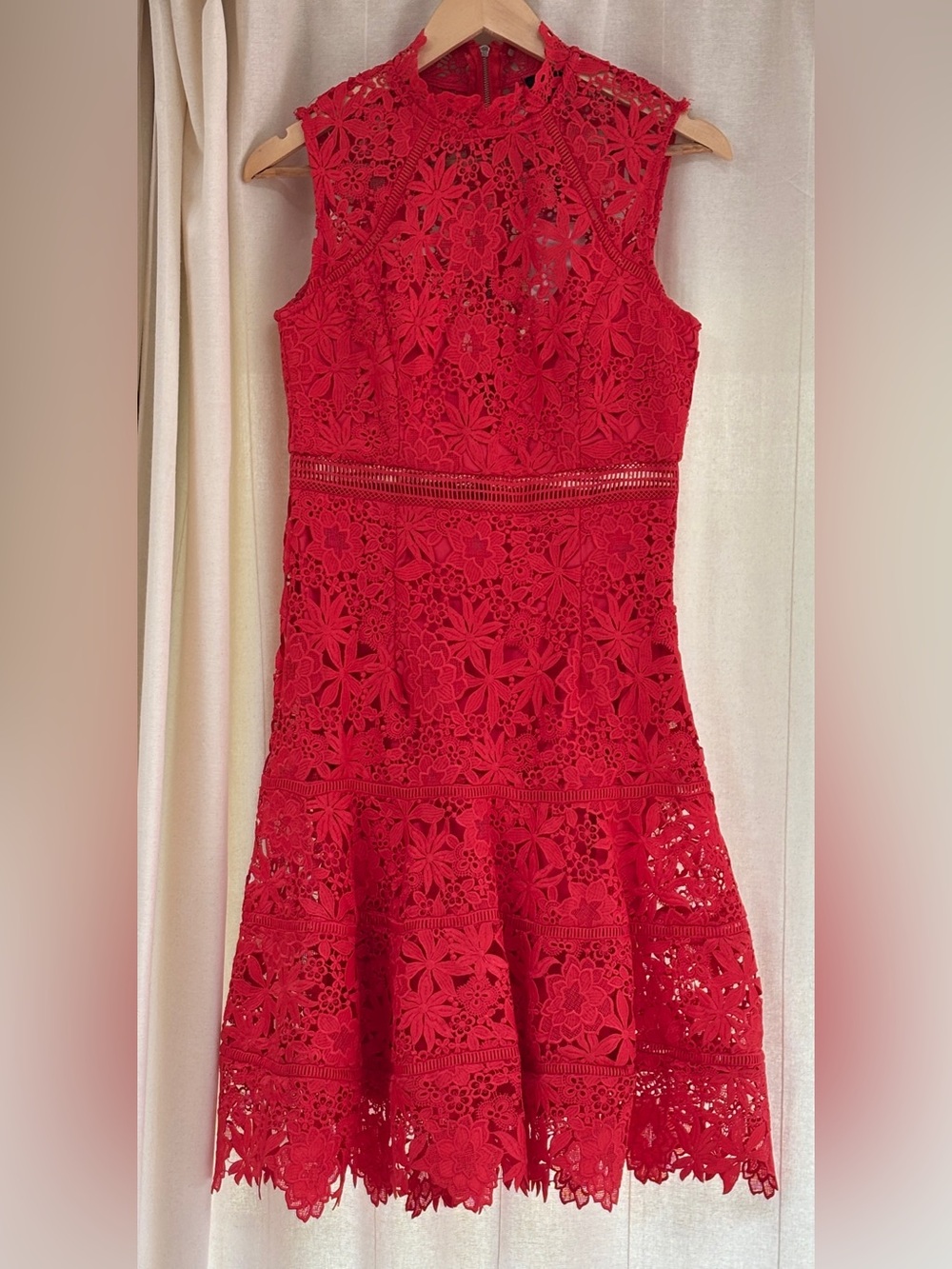 Bardot Elise Guipure Lace Fit & Flare Dress NWT Poppy Red Size 6